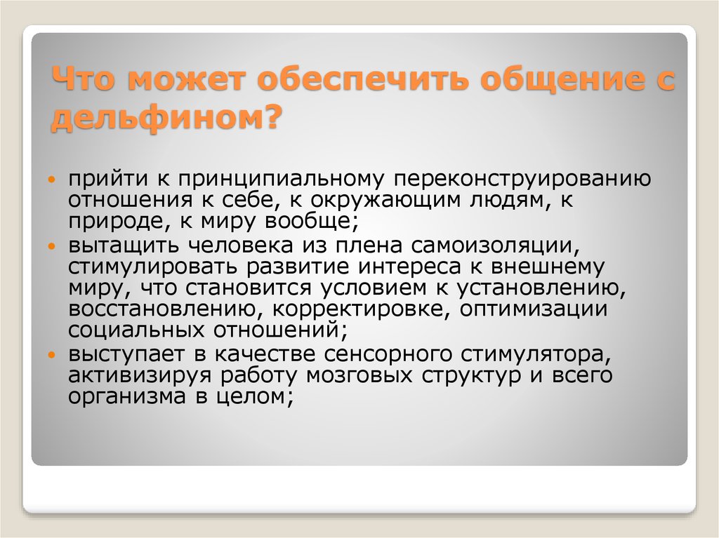 Что может обеспечить общение с дельфином?