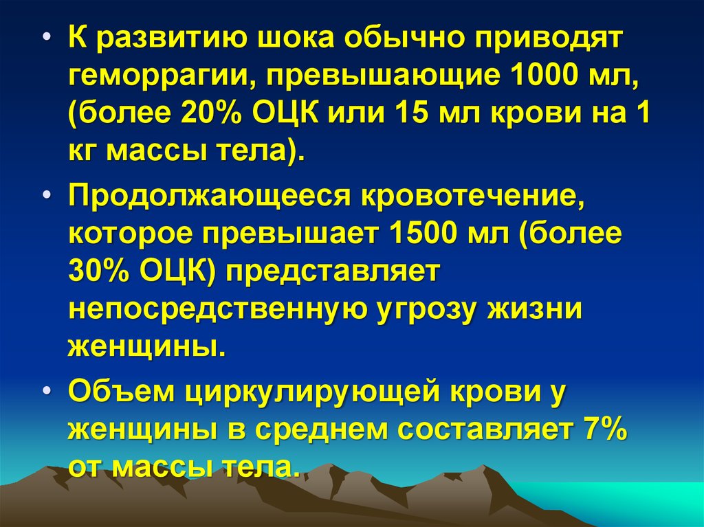 Непосредственная угроза жизни. Объем циркулирующей крови на 1 кг массы.