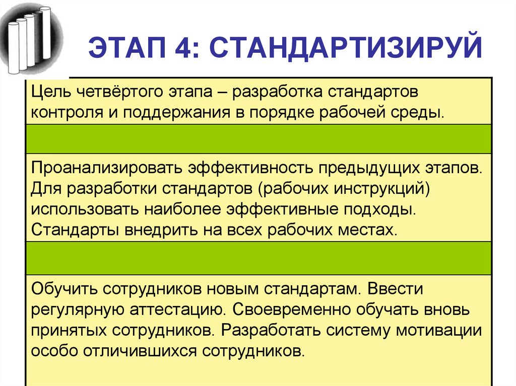 Цель 4. Цель четвертого этапа стандартизируй. 4 Шага презентация. Цель IV фазы ки:. Цель а4.