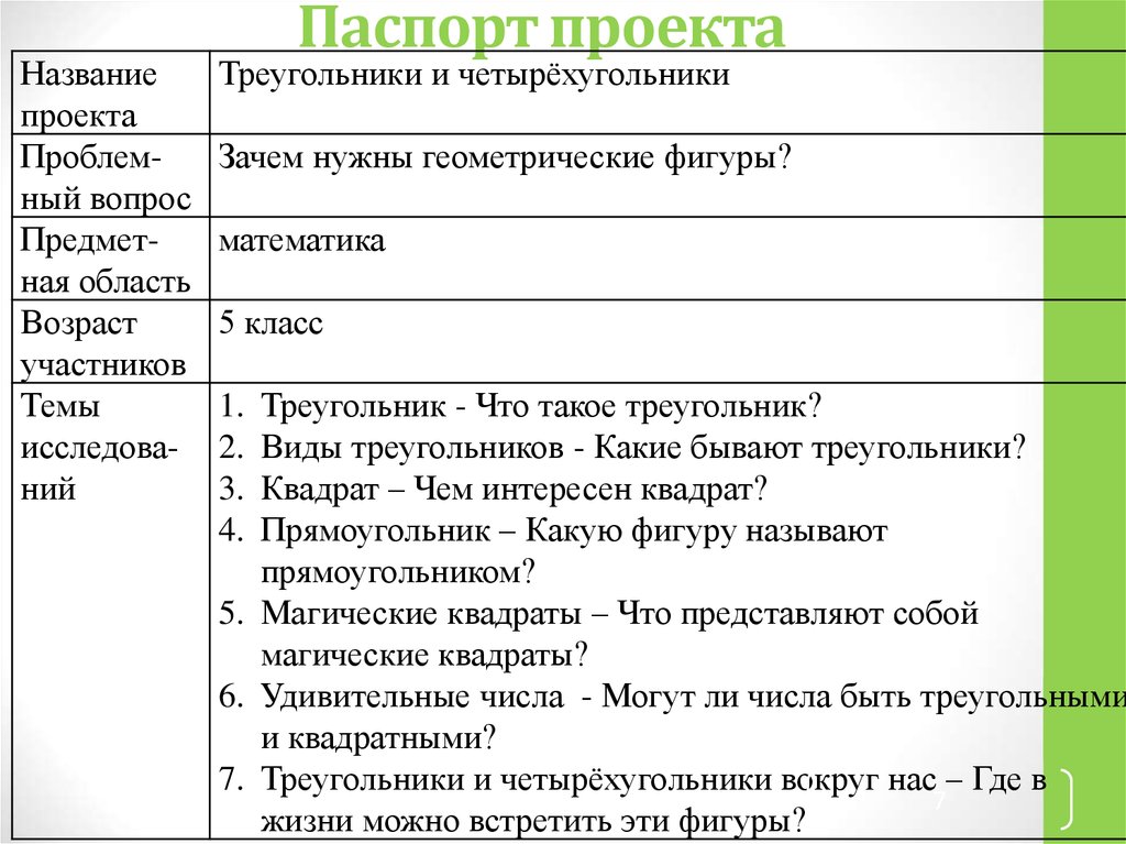 План паспорт проекта