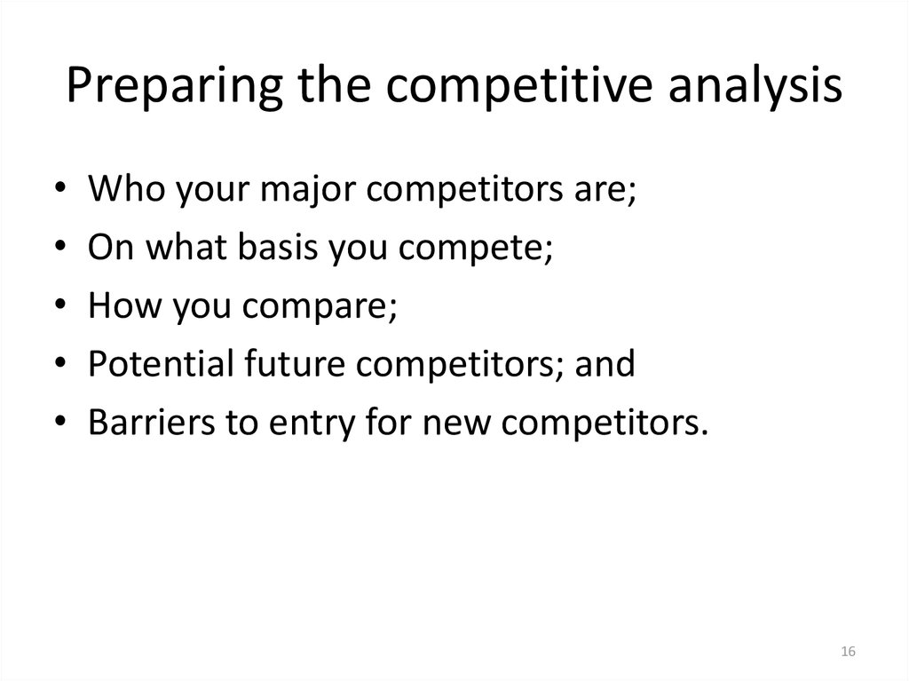 Preparing the competitive analysis