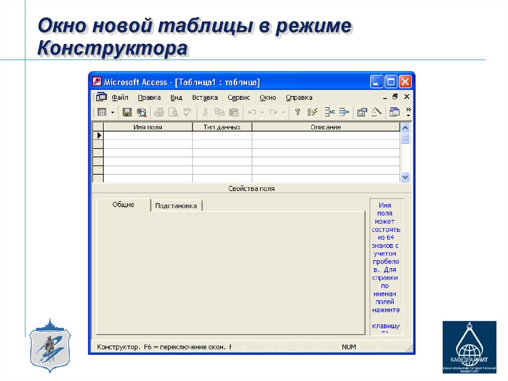 Режим конструктор открывает. Аксесс режим конструктора таблиц. Конструктор таблиц в access. Таблица в режиме конструктора.