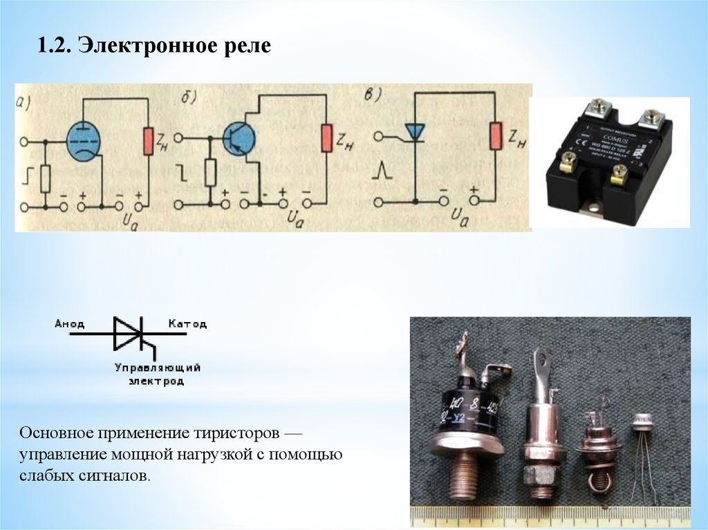 Основное применение. Электронное реле на тиристорику. Управление реле с помощью тиристора. Управление реле тиристором схема. Реле на тиристоре.