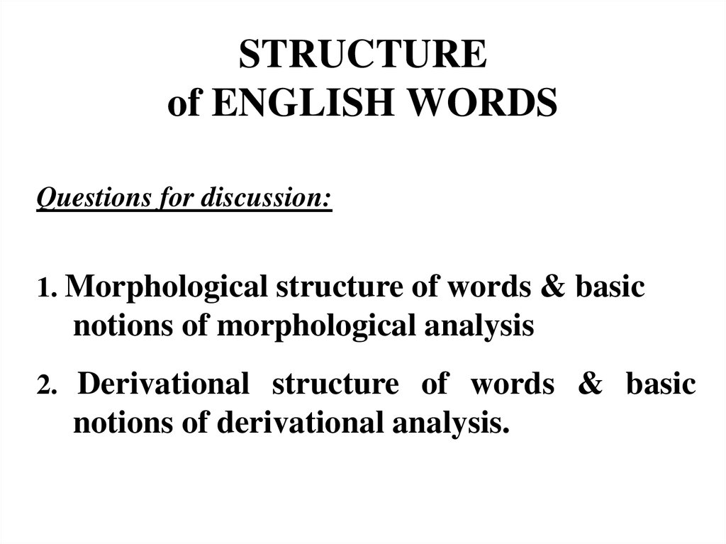 English word structure