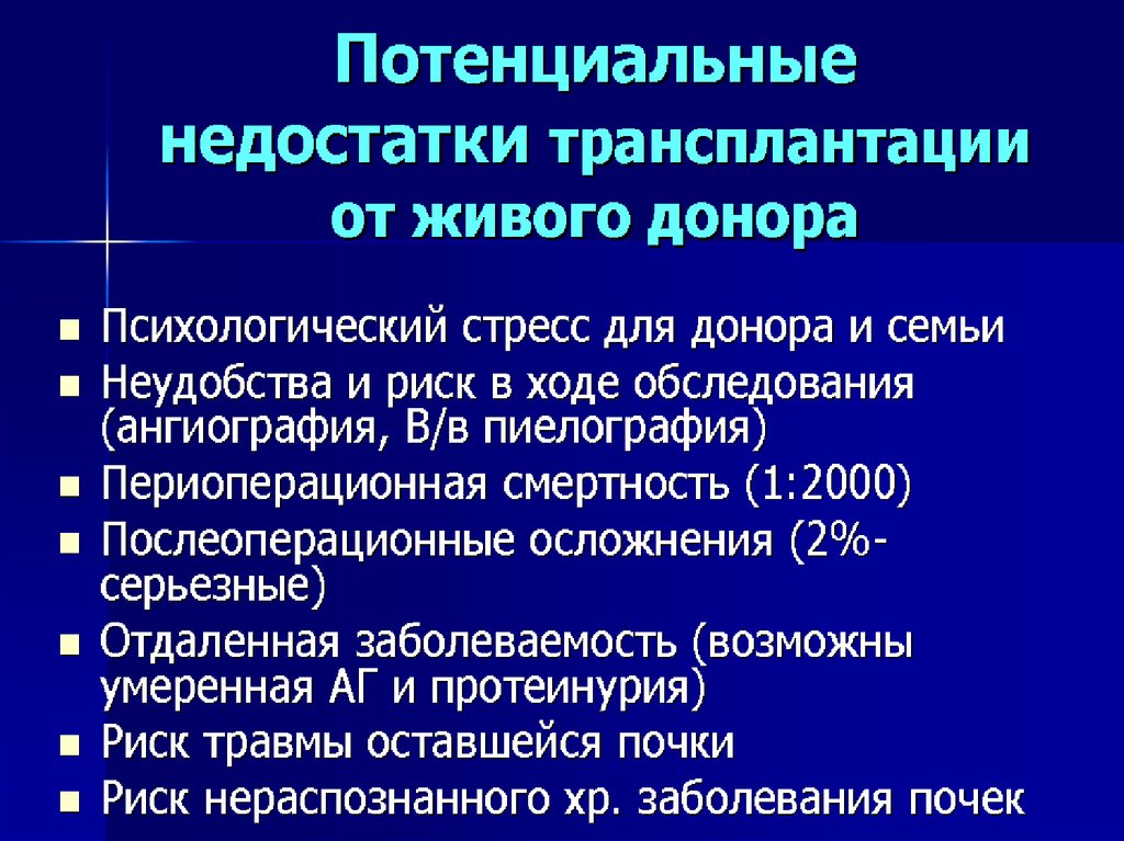 Трансплантация почек презентация