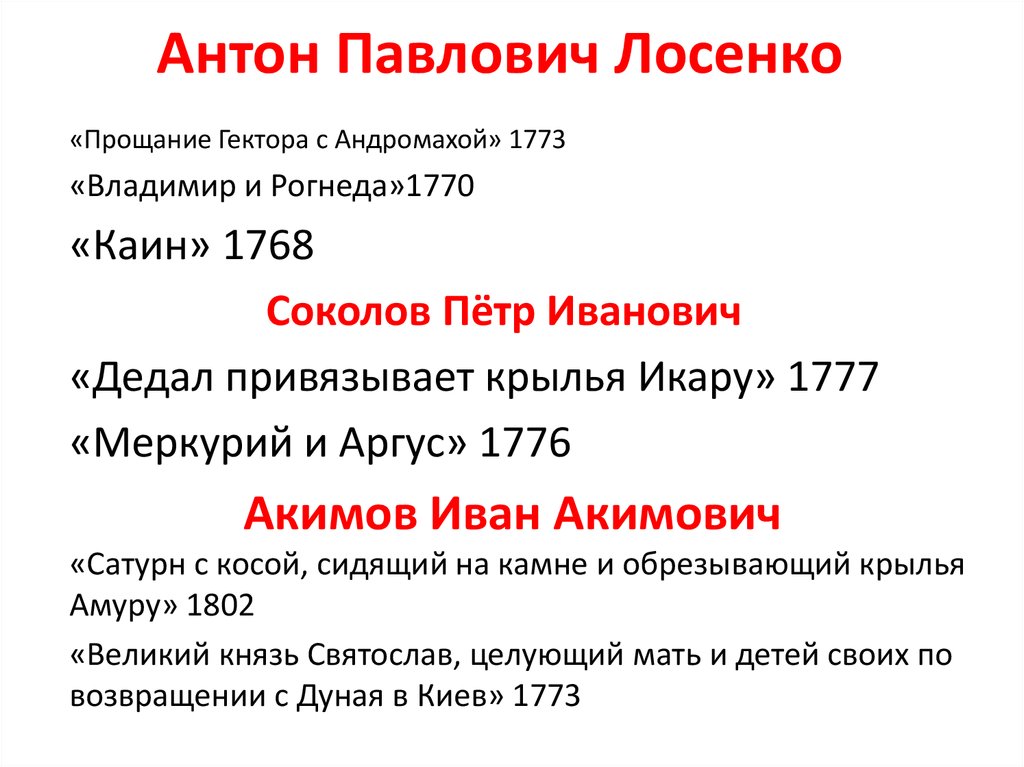 Антон павлович лосенко презентация 8 класс