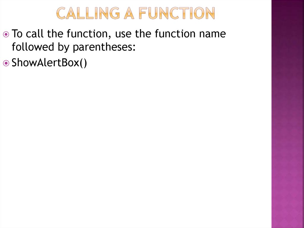 Calling a function