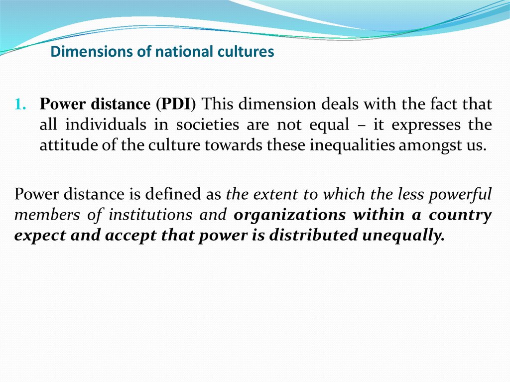 Dimensions of national cultures