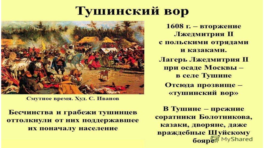 Почему совпадали маршруты болотникова и лжедмитрия 1. Тушинский лагерь Лжедмитрия II. Тушинский лагерь 1608.