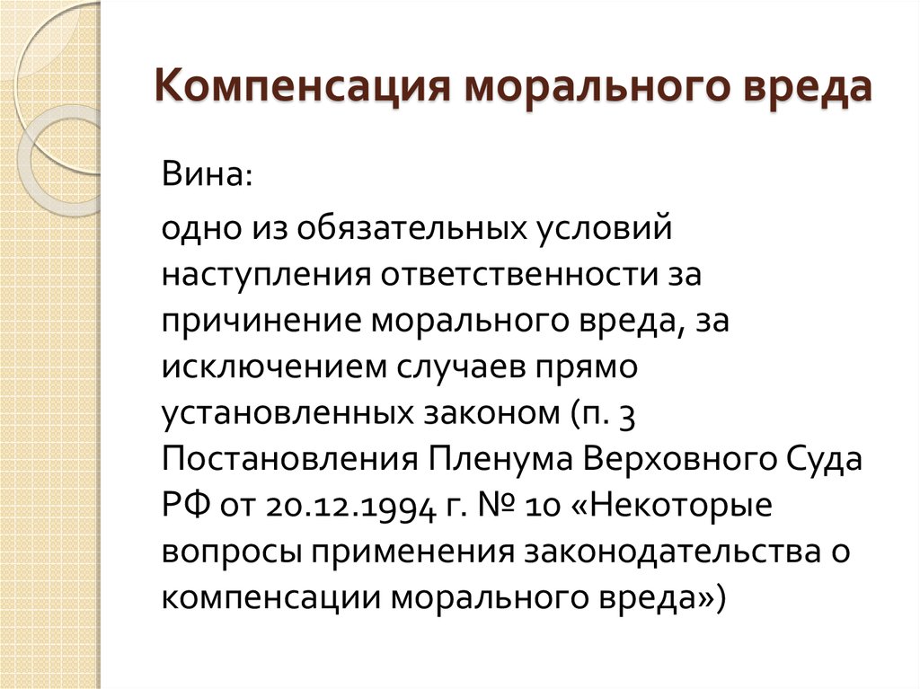 Компенсация морального вреда