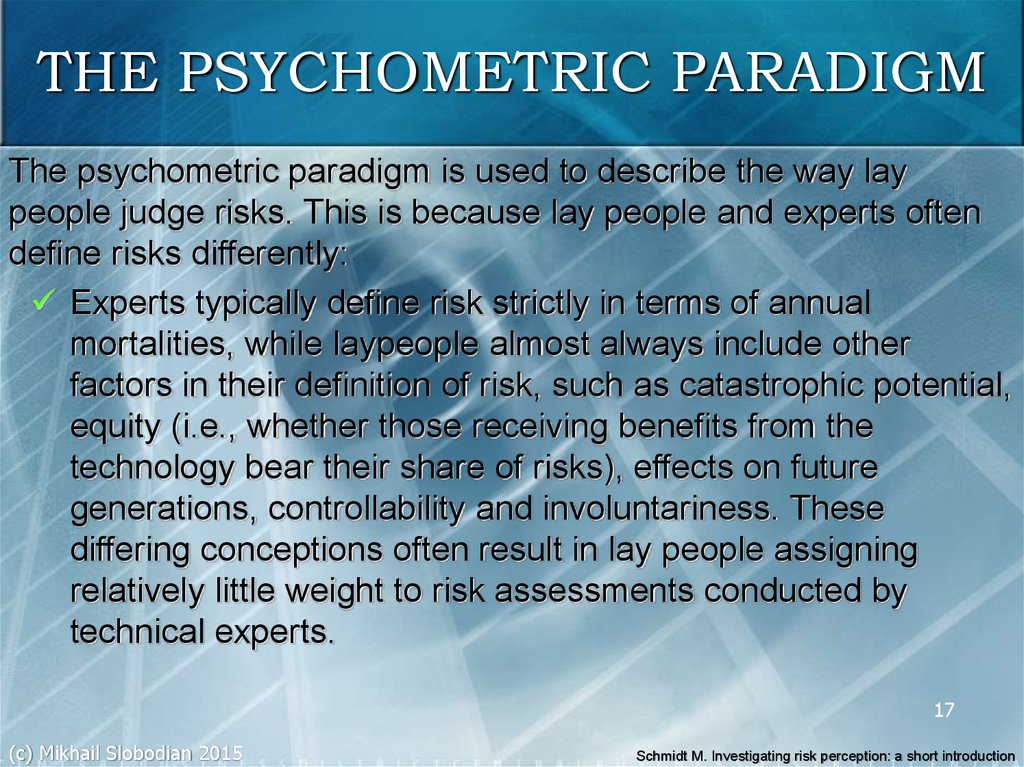 THE PSYCHOMETRIC PARADIGM