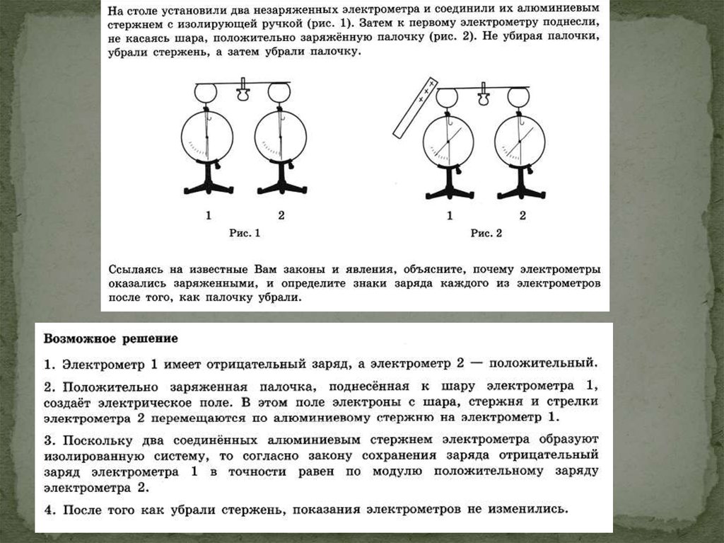 На столе установили два незаряженных электрометра