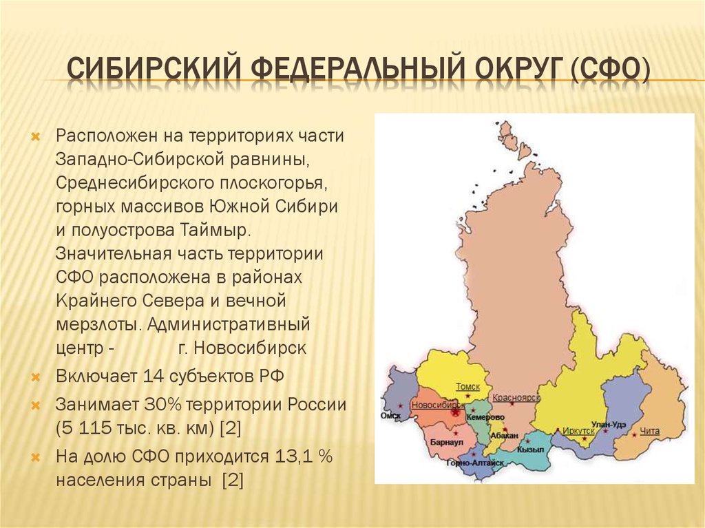 Субъекты федерации сибирский