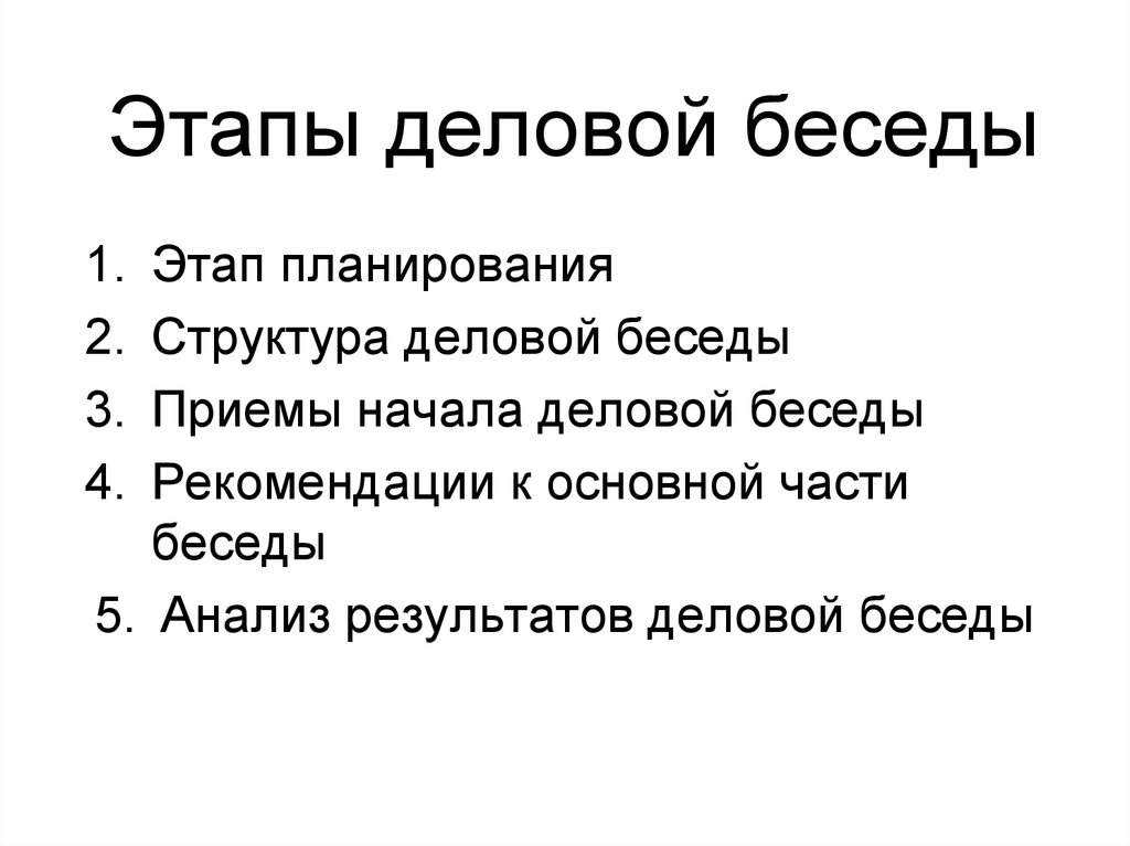 Составьте план деловой беседы