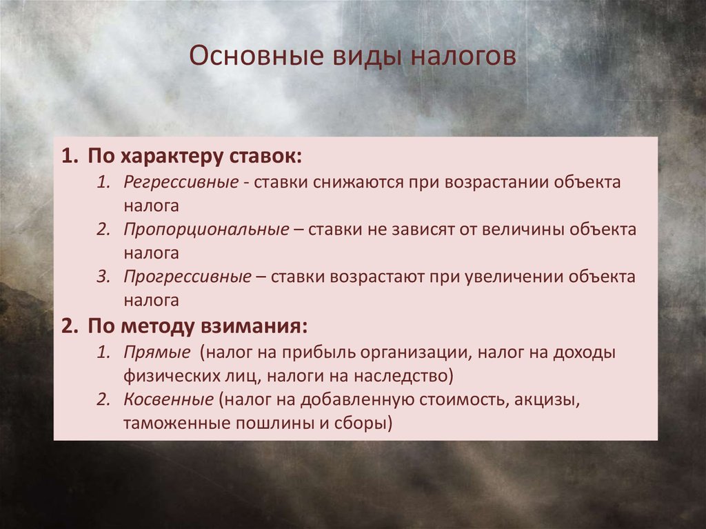 Налоги и их роль в экономической жизни общества план