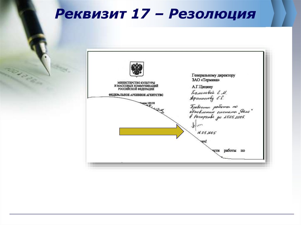 Резолюция руководителя образец