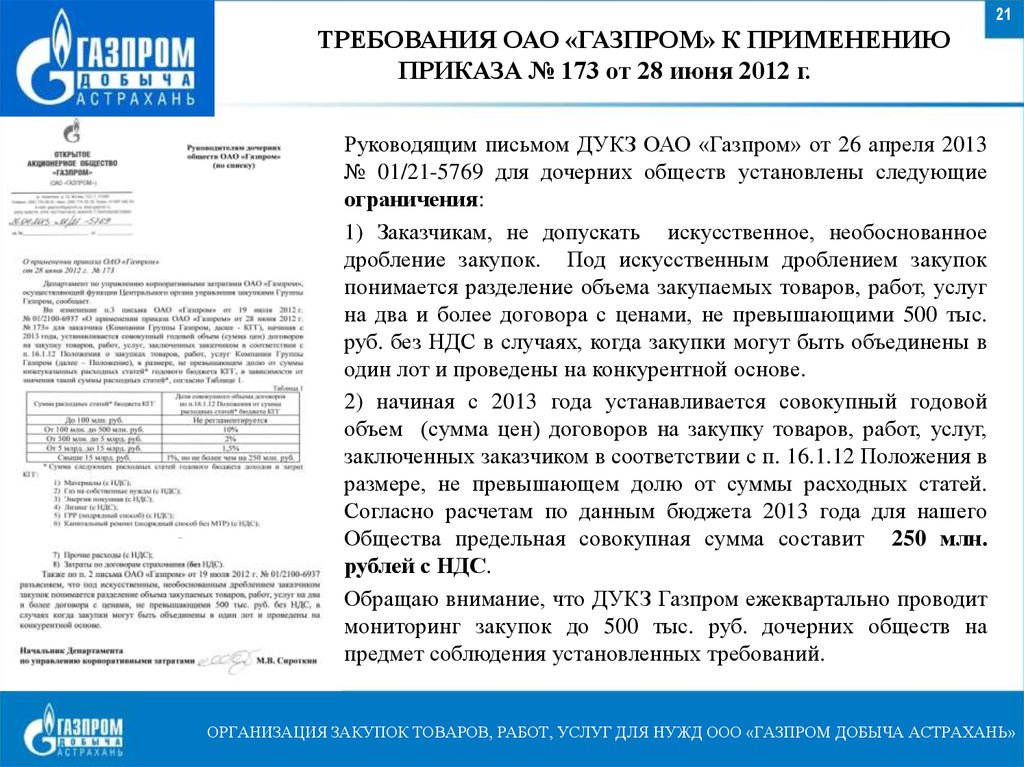 От 28 июня 2012 г 17. Приказ по Газпрому.