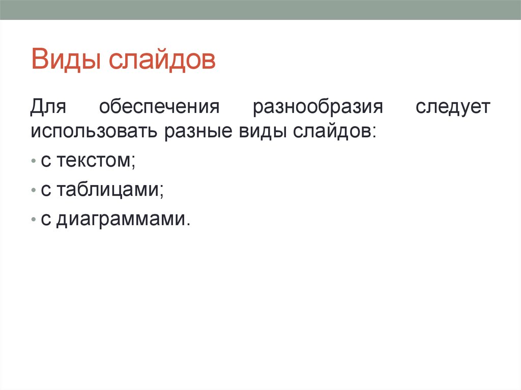 Виды слайдов. Типы слайдов. Слайд с текстом. Виды слайд. Типы слайдов в презентации.