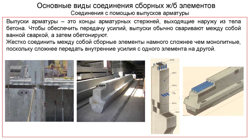 Основные виды соединения сборных ж/б элементов