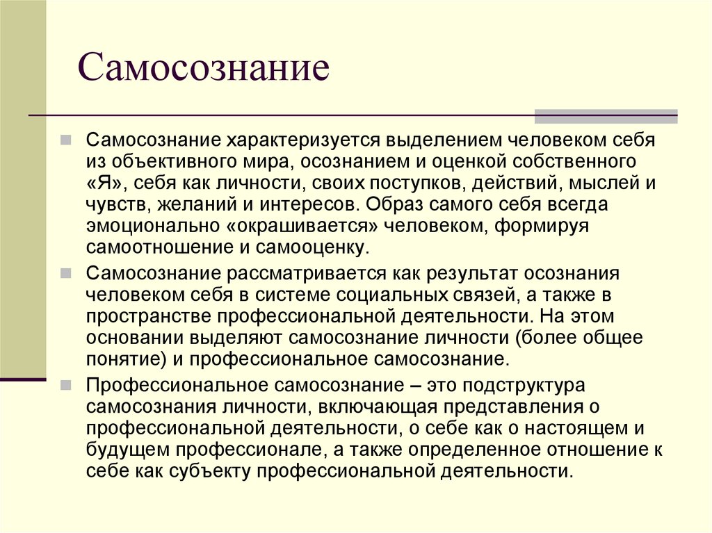 Понятие самосознания