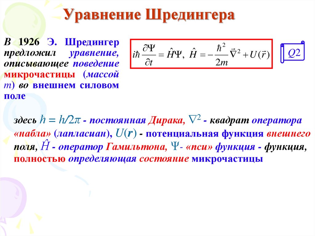 Физический смысл шредингера