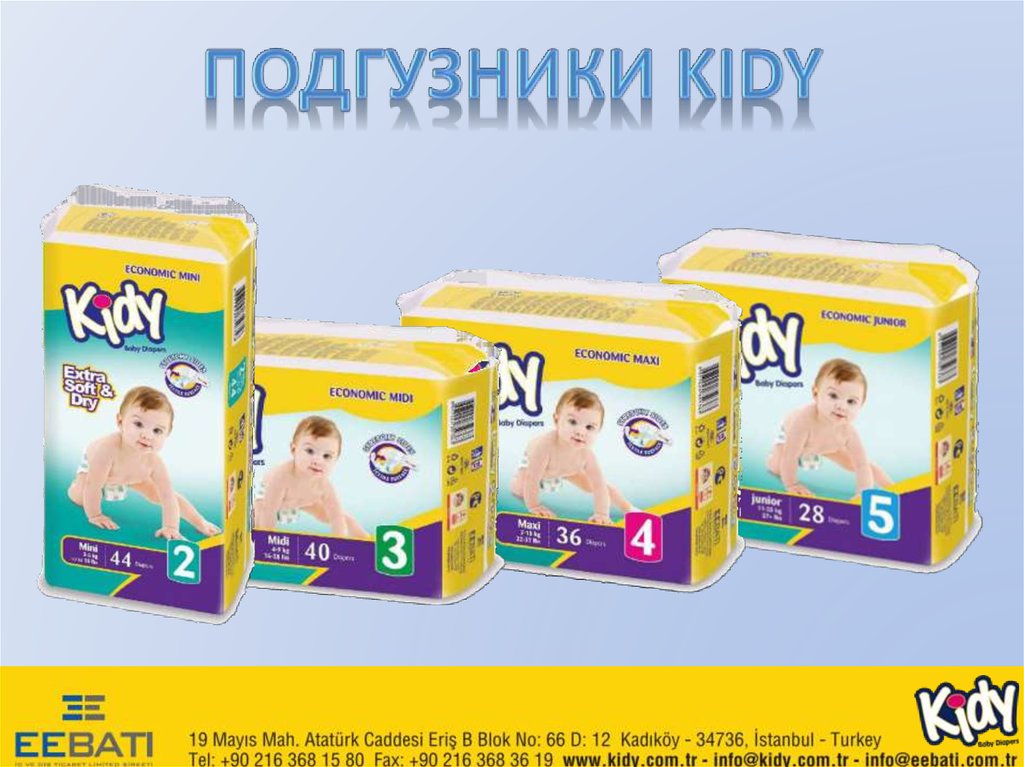 Kidy. Презентация подгузники. СП ООО Kidy Toys Group.