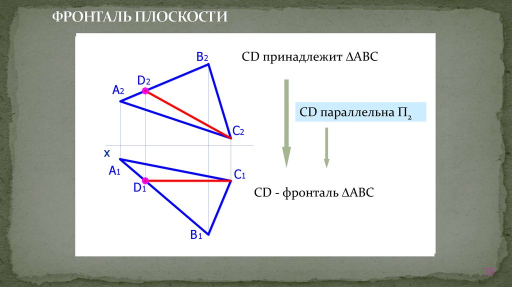 Фронталь. Фронтали плоскости. Фронталь параллельна. CD фронталь.