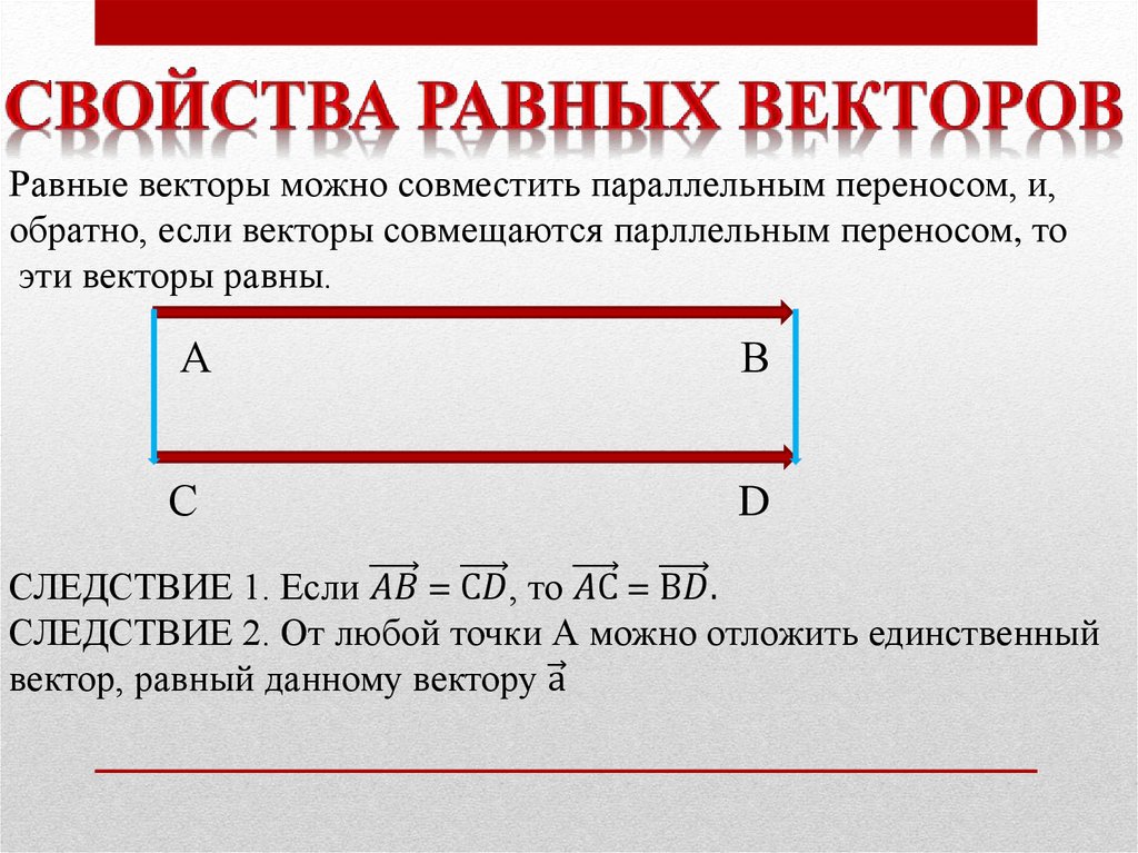 Определение равных. Векторы равны если. Свойства равных векторов. Вектор равный вектору с. Равные векторы в прямоугольнике.