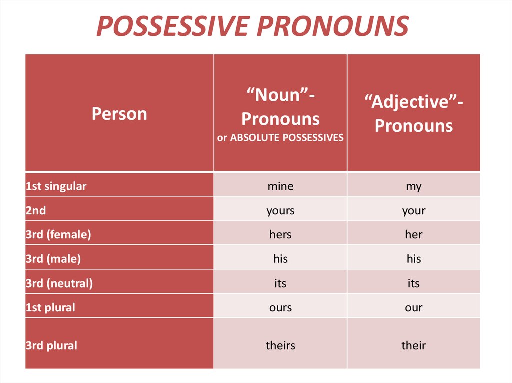 Genitive Possessive Pronouns Grammar Quizzes