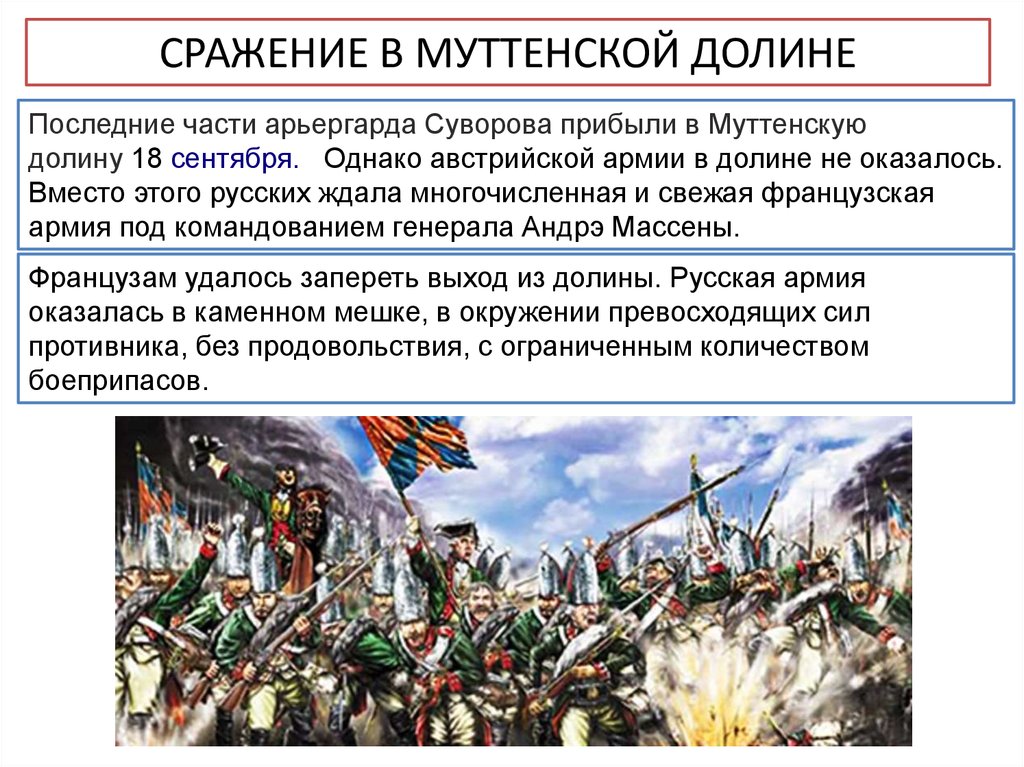 Сколько сражение. Битва в Муттенской долине 1799). Сражение в Мутенской долине Суворов. Бой в Мутенской долине. Битва в Мутенской долине картина.