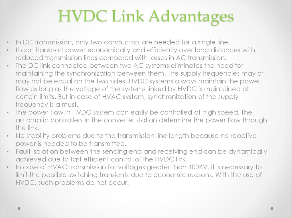 HVDC Link Advantages