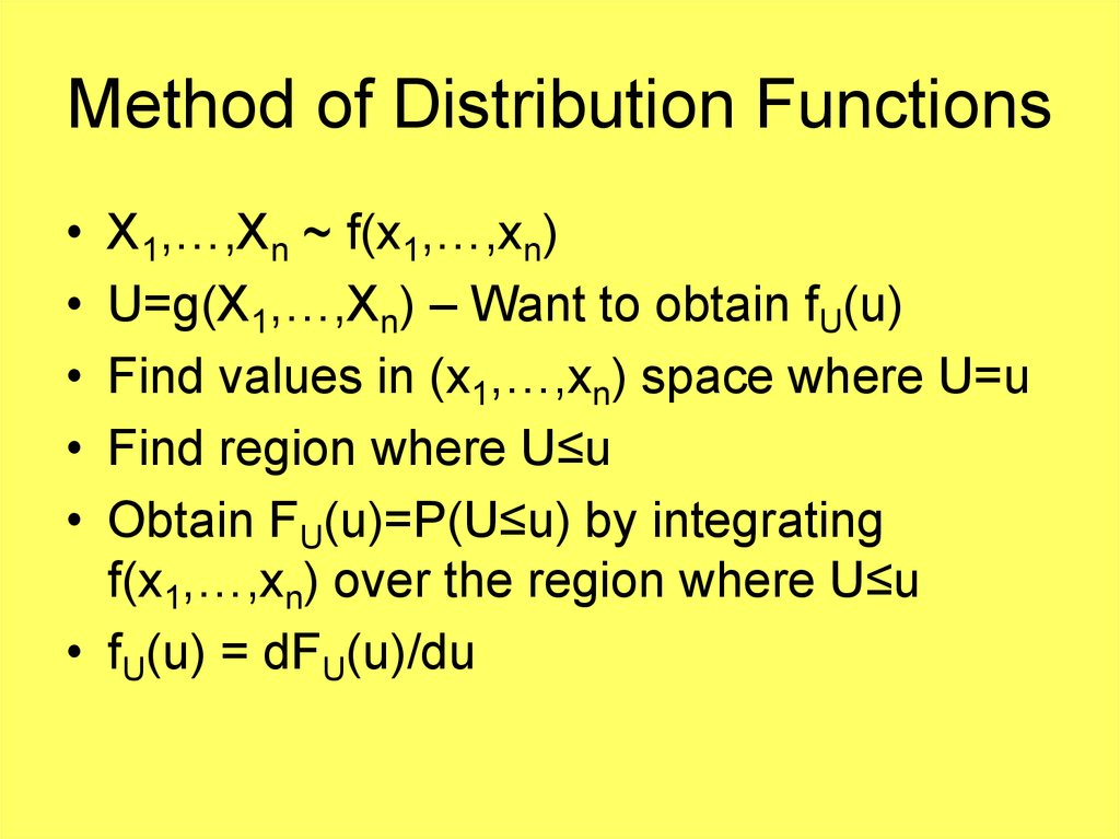 Functions Of Random Variables 2 Method Of Distribution Functions Online Presentation