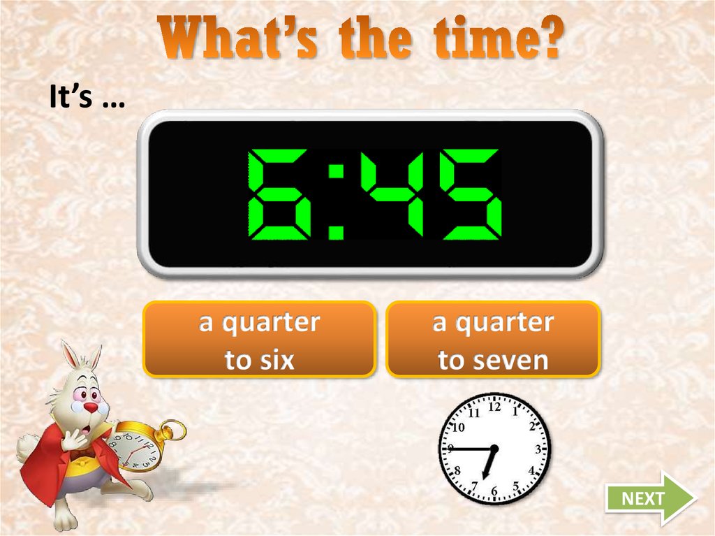 Whats the time. Analog and digital clocks - online presentation