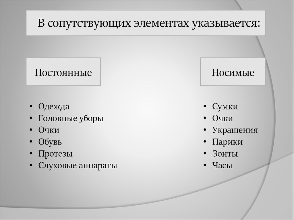 Постоянные элементы