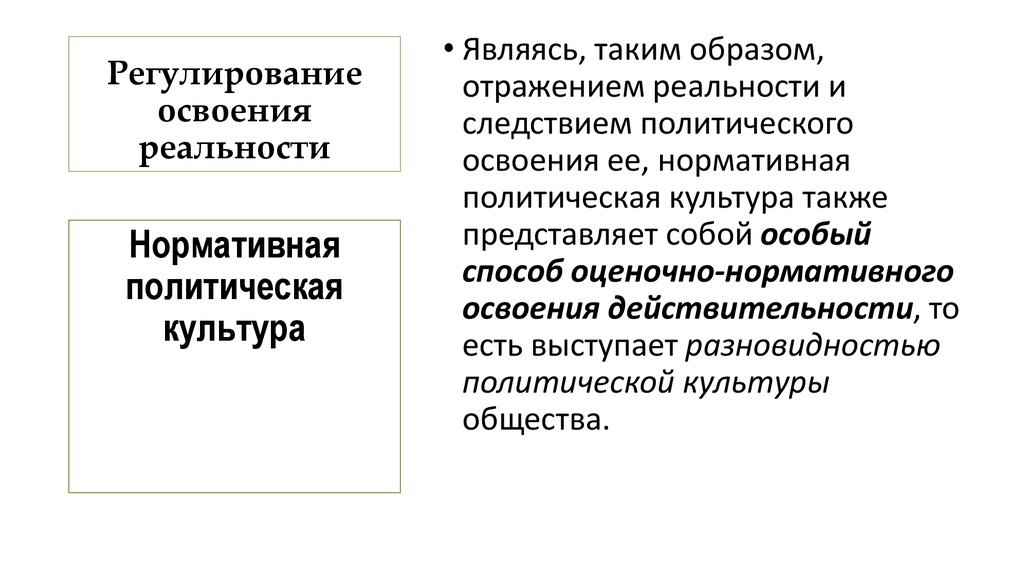 Регулирование освоения реальности