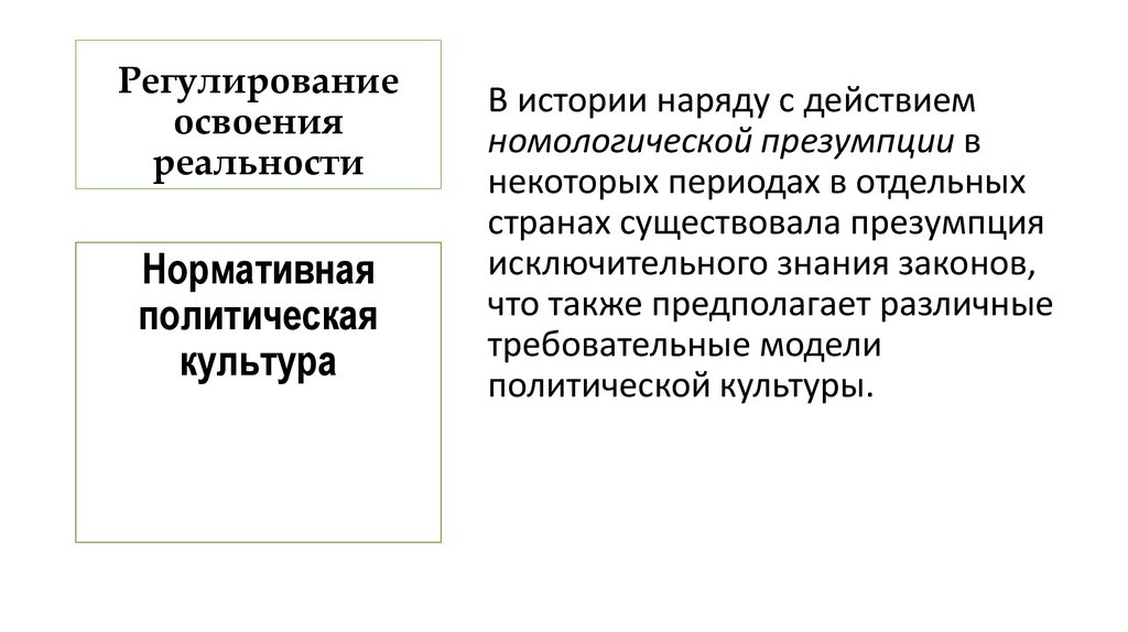 Регулирование освоения реальности