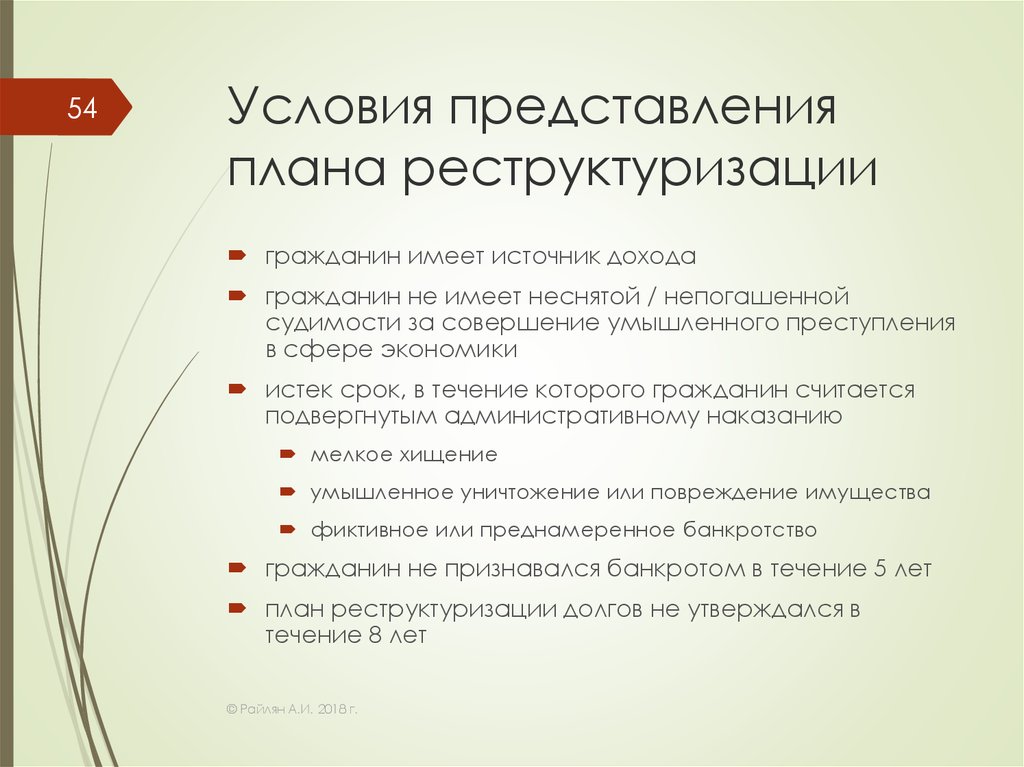 Предоставление плана реструктуризации долгов гражданина