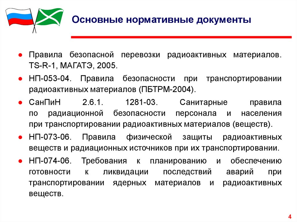 Основные нормативные документы. Правила перевозки радиоактивных материалов. «Правила безопасной перевозки радиоактивных материалов». Правила при транспортировке радиоактивных веществ.