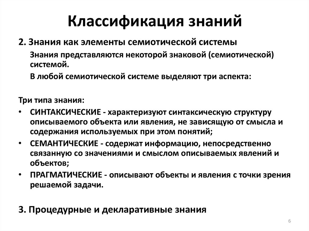 Классификация знаний