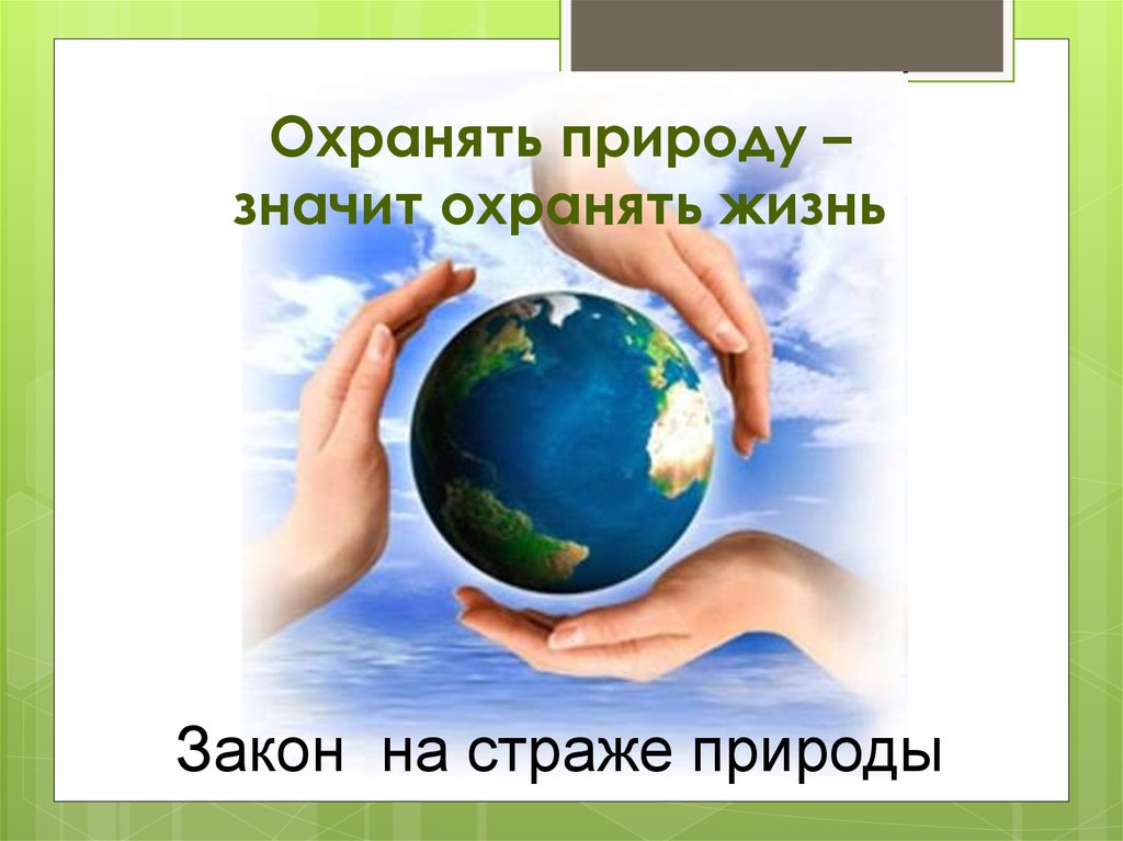 Охранять природу – значит охранять жизнь. Закон на страже природы -  презентация онлайн