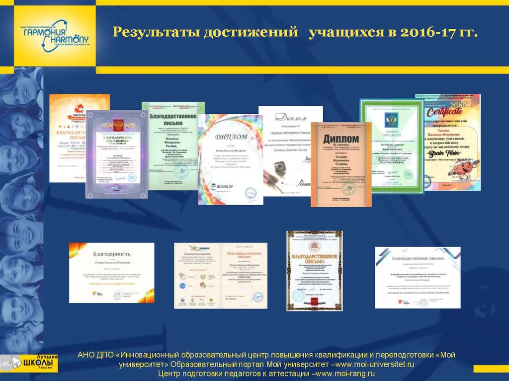 Результаты достижений учащихся в 2016-17 гг.