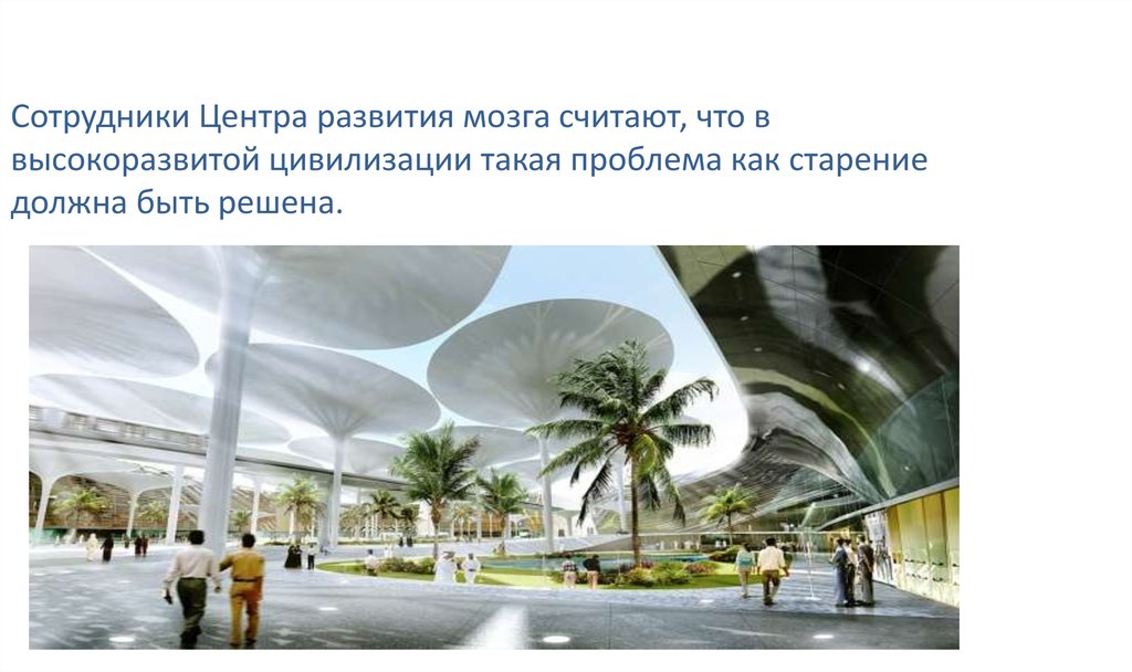 Сотрудники Центра развития мозга считают, что в высокоразвитой цивилизации такая проблема как старение должна быть решена.