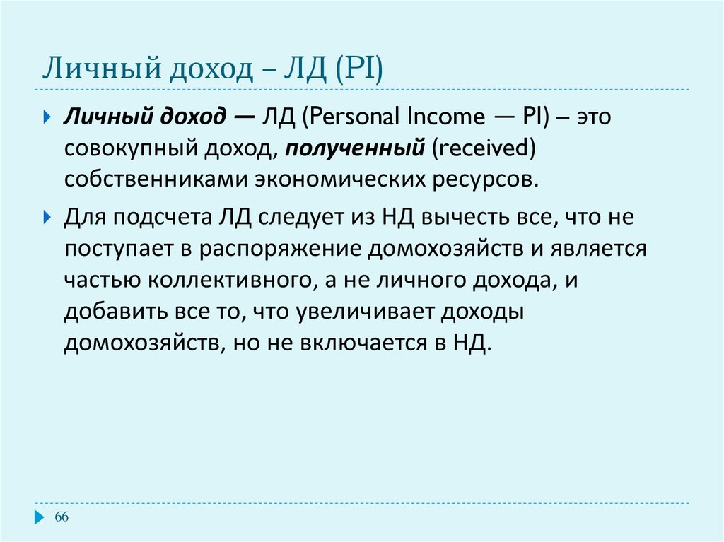 Личный доход – ЛД (PI)