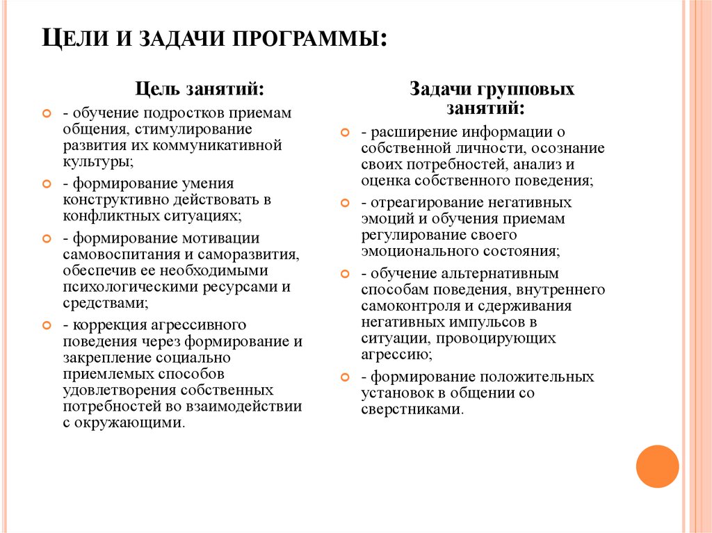 Программы коррекции подростков