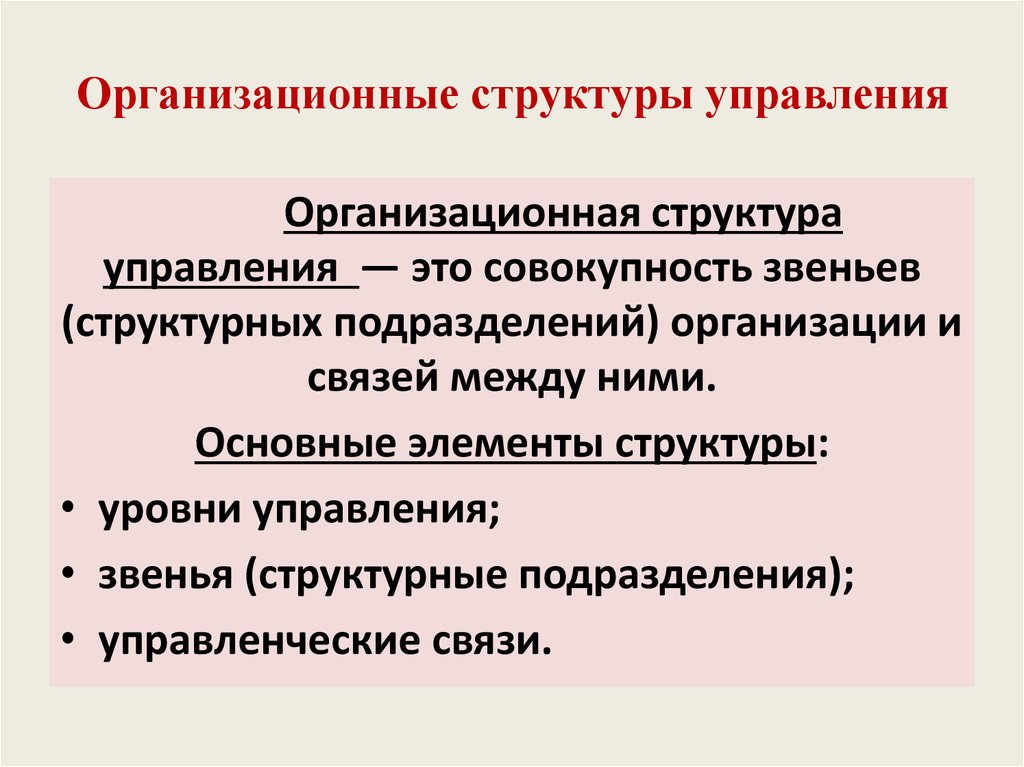 Организационные структуры управления организацией - презентация онлайн