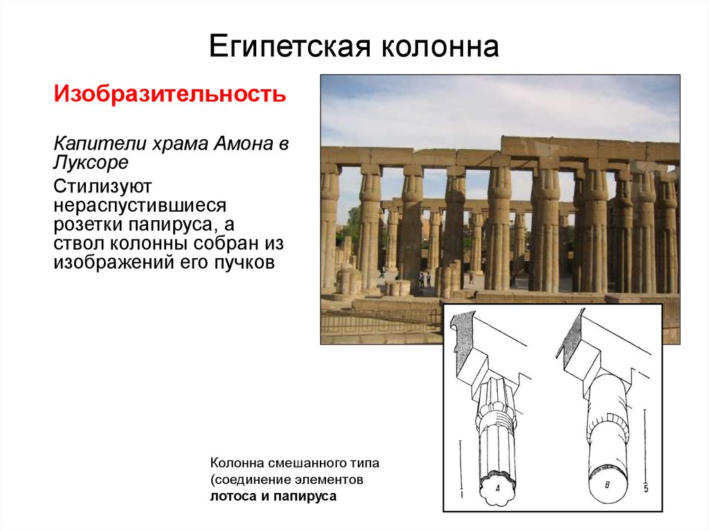 Типы колонн в египетской архитектуре