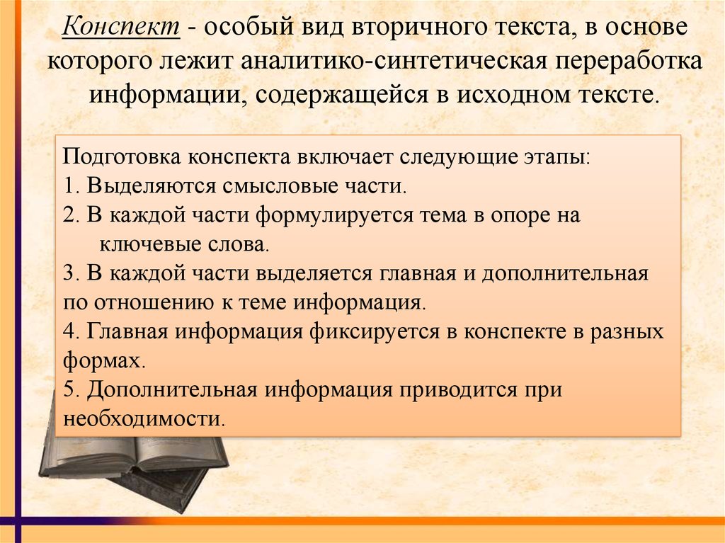 Основная и дополнительная информация текста презентация