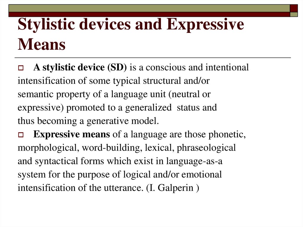 Stylistic devices and Expressive Means