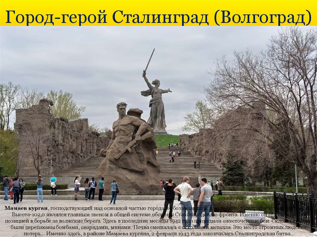 Города герои великой фото. Город герой Волгоград Сталинградская битва. Мамаев Курган Сталинград Волгоград. Волгоград мемориальный комплекс на Мамаевом Кургане. Город герой Сталинград Мамаев Курган.