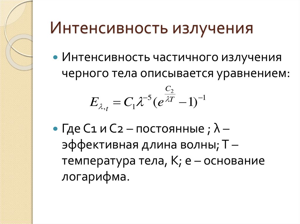 Интенсивность излучения от расстояния